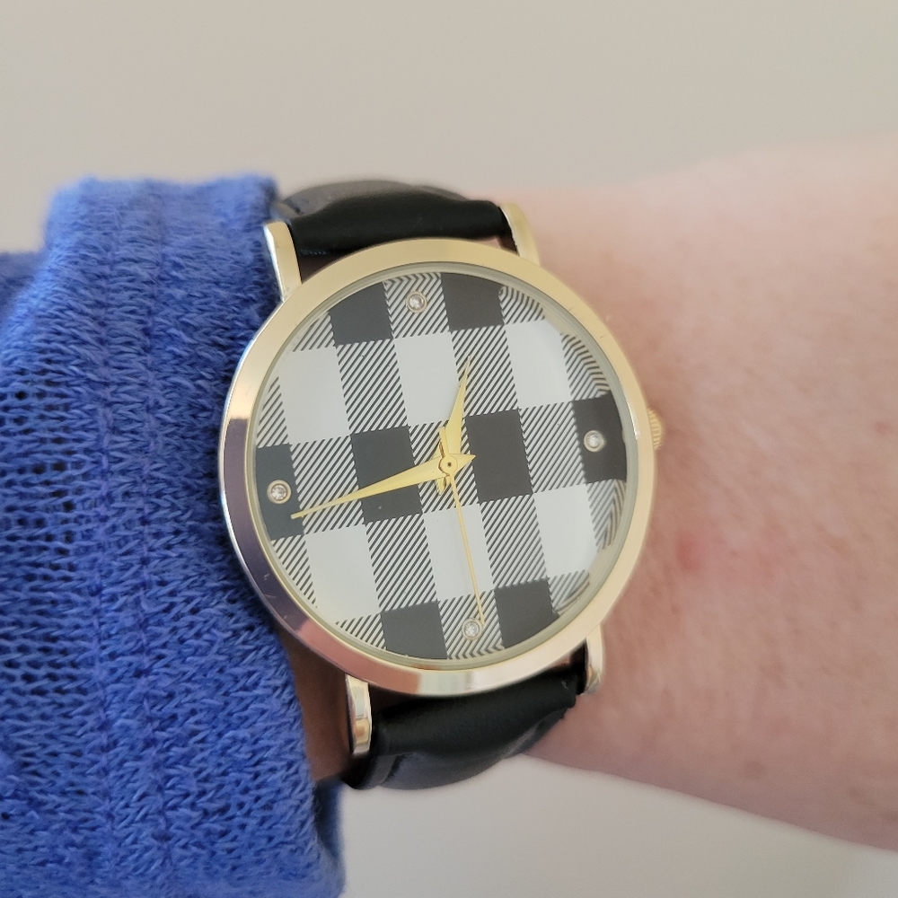 Black and White checker watch